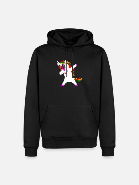 dabbing unicorn unicorn in rainbow colors lgbt - Men’s Premium Organic Hoodie - black
