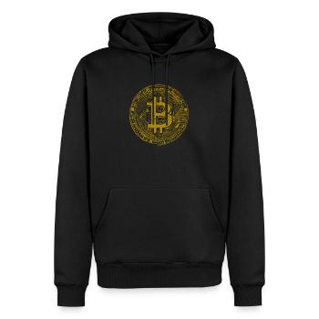 GOLD BITCOIN - Männer Premium Bio Hoodie - Schwarz - Vorne - Nico (187cm)