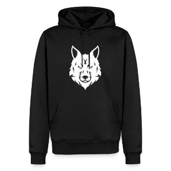 t-shirt loup - Sweat à capuche Premium bio Homme - noir - Devant - Nico (187cm)