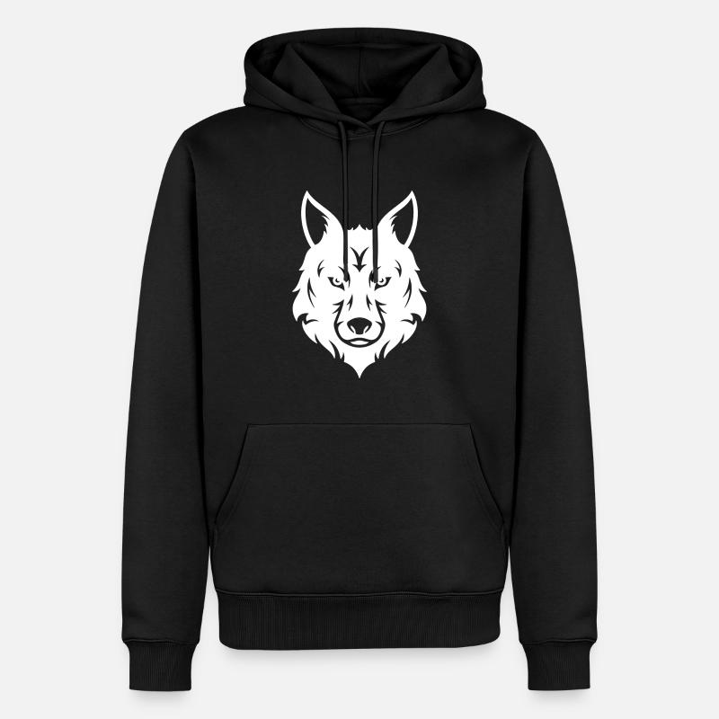 Wolf T-Shirt - Männer Premium Bio Hoodie - Schwarz