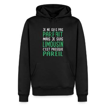 Je ne suis pas parfait mais je suis Limousin - Sweat à capuche Premium bio Homme - noir - Devant - Nico (187cm)