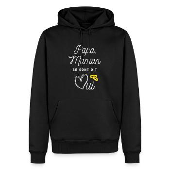 Papa maman se sont dit oui - Sweat à capuche Premium bio Homme - noir - Devant - Nico (187cm)