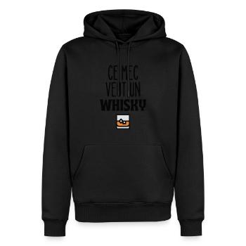 Ce mec veut un whisky - Sweat à capuche Premium bio Homme - noir - Devant - Nico (187cm)