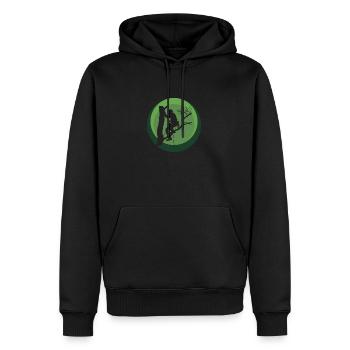 Matériel d’accrobranche pour grimpeurs - Sweat à capuche Premium bio Homme - noir - Devant - Nico (187cm)