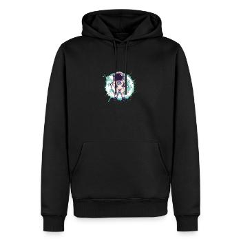 Astronaute Spaceman Vaisseau spatial - Sweat à capuche Premium bio Homme - noir - Devant - Nico (187cm)
