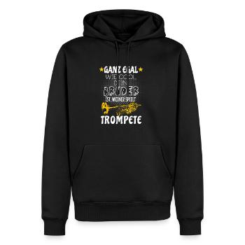 Mein Bruder spielt Trompete - Männer Premium Bio Hoodie - Schwarz - Vorne - Nico (187cm)