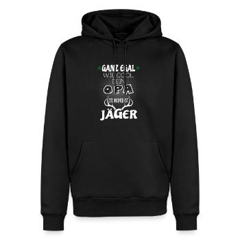 Kinder T-Shirt - Mein cooler Opa ist Jäger - Männer Premium Bio Hoodie - Schwarz - Vorne - Nico (187cm)