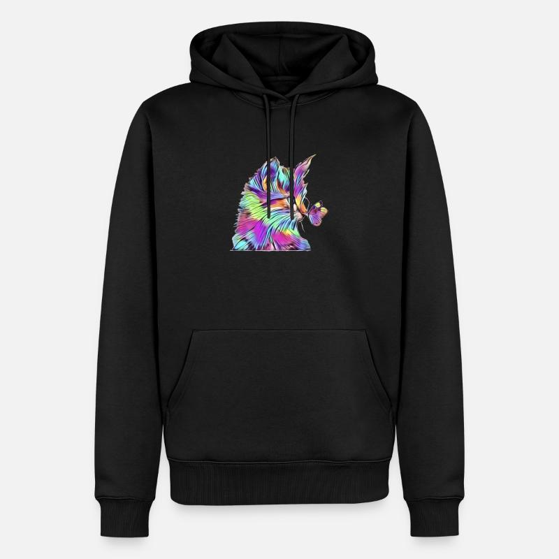 Arc-en-ciel papillon - Sweat à capuche Premium bio Homme - noir