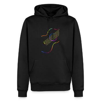 Poetry Guitar | Music, concert, music school - Men’s Premium Organic Hoodie - black - Front - Nico (187cm)