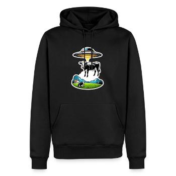 Enlèvement de vache OVNI extraterrestre - Sweat à capuche Premium bio Homme - noir - Devant - Nico (187cm)