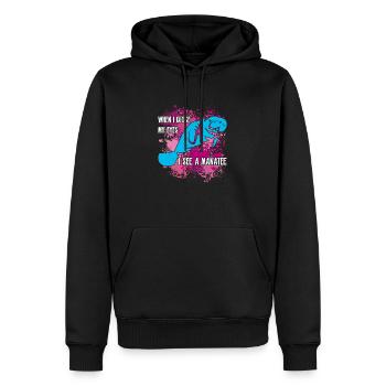 Je rêve de lamantin et de dugong - Sweat à capuche Premium bio Homme - noir - Devant - Nico (187cm)