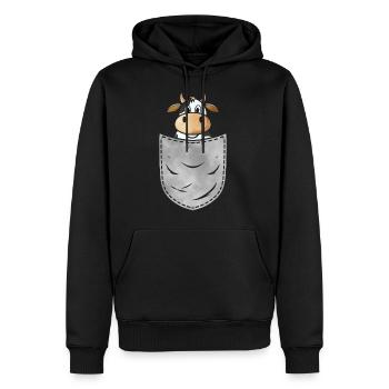 Kuh in der Tasche Tier Brusttasche Kuh Rind - Männer Premium Bio Hoodie - Schwarz - Vorne - Nico (187cm)