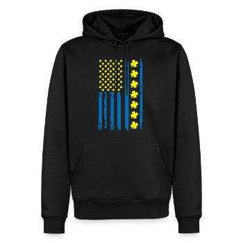 Ukraine Amérique Drapeau Cloverleaf - Sweat à capuche Premium bio Homme - noir - Devant - Nico (187cm)