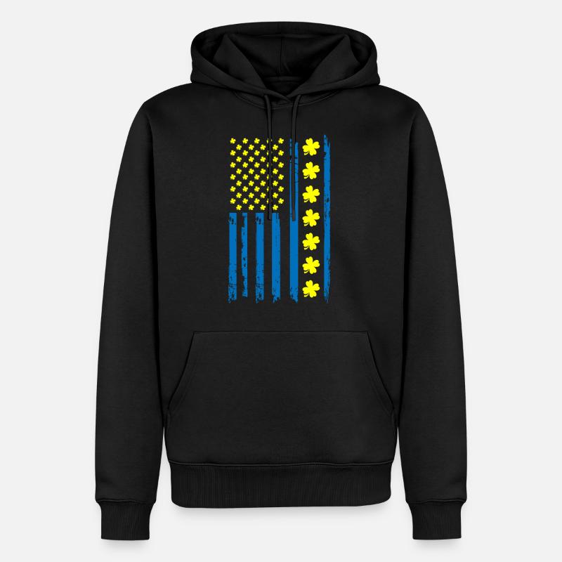 Ukraine Amérique Drapeau Cloverleaf - Sweat à capuche Premium bio Homme - noir
