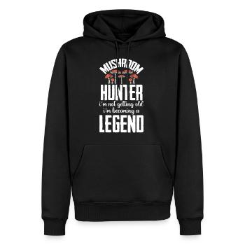 Cueilleurs de champignons et amis champignons - Sweat à capuche Premium bio Homme - noir - Devant - Nico (187cm)