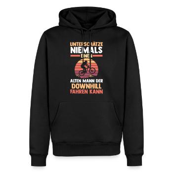 Mountainbike Fahrrad Downhill - Männer Premium Bio Hoodie - Schwarz - Vorne - Nico (187cm)