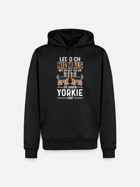 Hund Yorkie - Männer Premium Bio Hoodie - Schwarz