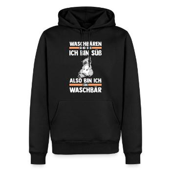 Tiermotiv Waschbär - Männer Premium Bio Hoodie - Schwarz - Vorne - Nico (187cm)