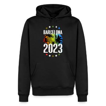 Barcelona 2023 - Männer Premium Bio Hoodie - Schwarz - Vorne - Nico (187cm)