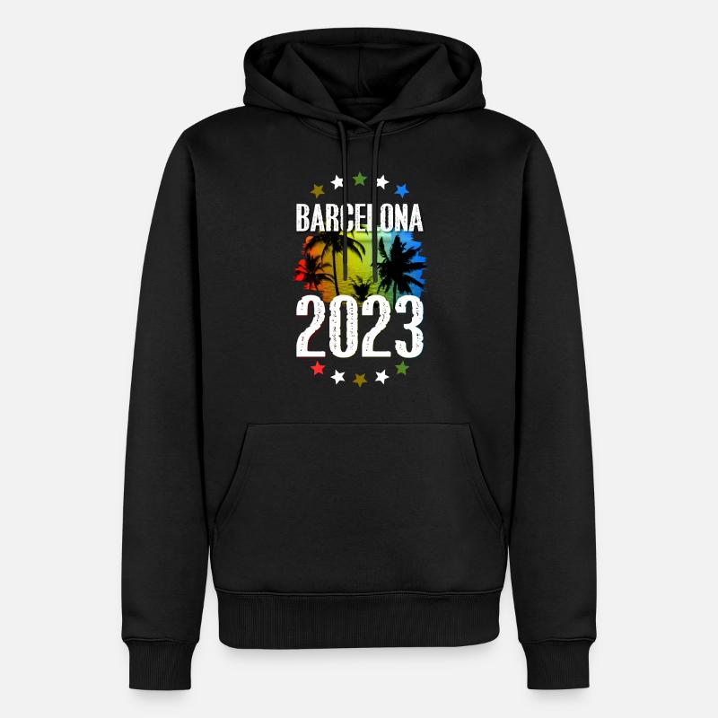 Barcelone 2023 - Sweat à capuche Premium bio Homme - noir