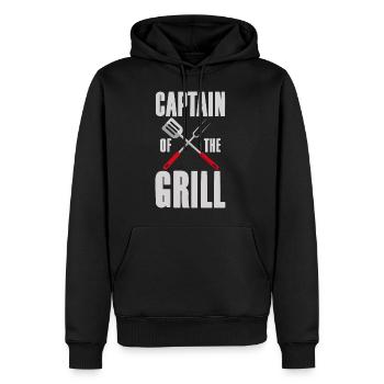 Capitaine du Grill 4 - Sweat à capuche Premium bio Homme - noir - Devant - Nico (187cm)