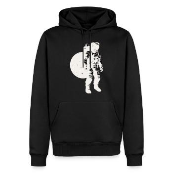 Silhouette d’astronaute blanche, fond lunaire - Sweat à capuche Premium bio Homme - noir - Devant - Nico (187cm)