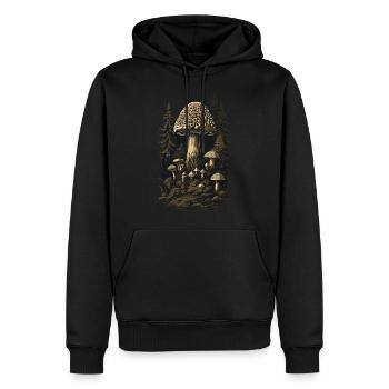 Morchel Retro Wald & Pilze Magie in der Natur - Männer Premium Bio Hoodie - Schwarz - Vorne - Nico (187cm)