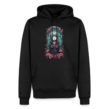 Anime Gothique Fille avec Roses Occulte Vaporwave - Sweat à capuche Premium bio Homme - noir - Devant - Nico (187cm)
