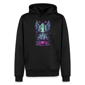Goule gothique Kawaii amour monstre Pastel Design - Sweat à capuche Premium bio Homme - noir - Devant - Nico (187cm)