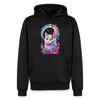 Magische Pastell Goth Katze bei Nacht mit Rosen - Männer Premium Bio Hoodie - Schwarz - Vorne - Nico (187cm)