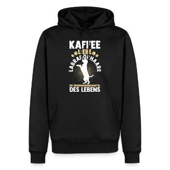Kaffee Hund Labrador - Männer Premium Bio Hoodie - Schwarz - Vorne - Nico (187cm)
