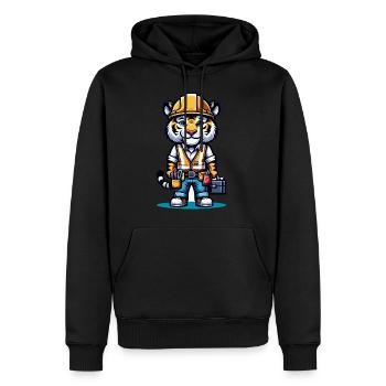 Mignon tigre ouvrier de la construction - Sweat à capuche Premium bio Homme - noir - Devant - Nico (187cm)