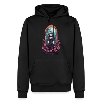 Goth E-Girl Düstere Anime Rosen Aesthetic - Männer Premium Bio Hoodie - Schwarz - Vorne - Nico (187cm)