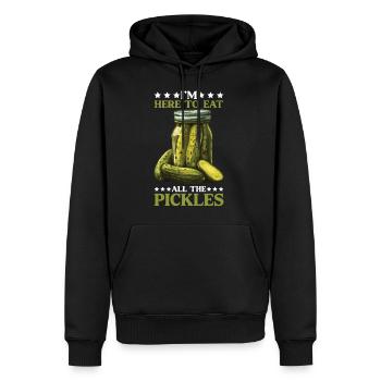 I'm Here To Eat All The Pickles 6 - Men’s Premium Organic Hoodie - black - Front - Nico (187cm)