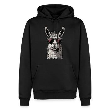 Lustiges Lama Alpaka - Männer Premium Bio Hoodie - Schwarz - Vorne - Nico (187cm)
