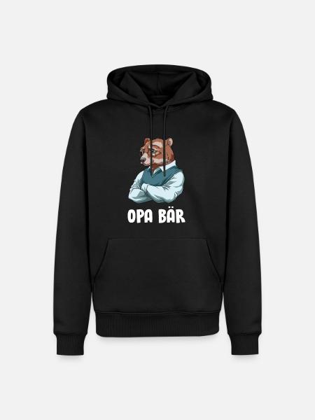 Opa Bär - Cooler Großvater Bär - Männer Premium Bio Hoodie - Schwarz