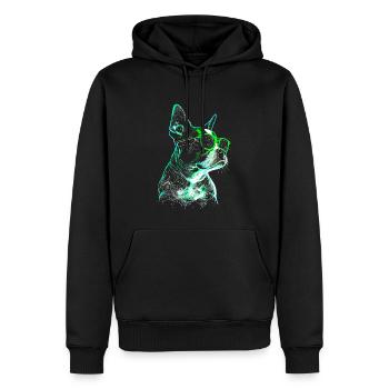 Chien futuriste cool avec des lunettes de soleil vertes - Sweat à capuche Premium bio Homme - noir - Devant - Nico (187cm)