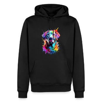 Chien Labrador peint - Sweat à capuche Premium bio Homme - noir - Devant - Nico (187cm)