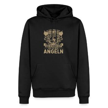 Angeln,Sport,Hobby,Leben, Arbeiten,Angel,Fische - Männer Premium Bio Hoodie - Schwarz - Vorne - Nico (187cm)