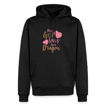 Fantasy / Drachen: This Girl Loves Her Dragon - Männer Premium Bio Hoodie - Schwarz - Vorne - Nico (187cm)