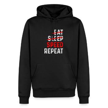SPEED REPEAT - Männer Premium Bio Hoodie - Schwarz - Vorne - Nico (187cm)