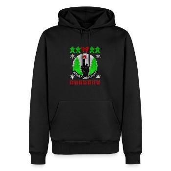 Vilain Noël Joyeux Noël cadeau de Noël - Sweat à capuche Premium bio Homme - noir - Devant - Nico (187cm)