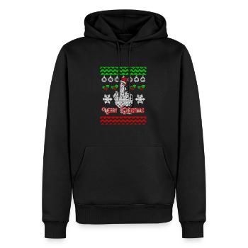 Vilain Noël Joyeux Noël cadeau de Noël - Sweat à capuche Premium bio Homme - noir - Devant - Nico (187cm)