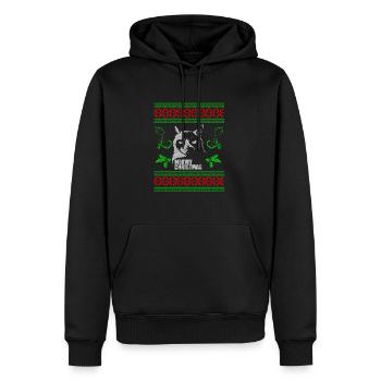 Laid Chat de Noël cadeau de Noël - Sweat à capuche Premium bio Homme - noir - Devant - Nico (187cm)
