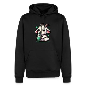 Bubble Tea Chèvre Boba Tea Kawaii Cadeau - Sweat à capuche Premium bio Homme - noir - Devant - Nico (187cm)