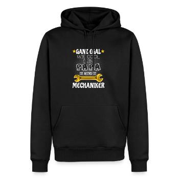 Mein Papa ist Mechaniker - Männer Premium Bio Hoodie - Schwarz - Vorne - Nico (187cm)