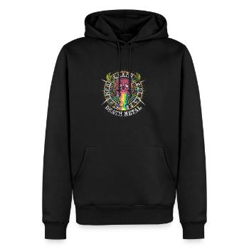 Crazy Odin Wikinger Einhorn Regenbogen Death Metal - Männer Premium Bio Hoodie - Schwarz - Vorne - Nico (187cm)