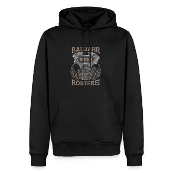 Baujahr und immer noch Rostfrei 1993 - Männer Premium Bio Hoodie - Schwarz - Vorne - Nico (187cm)