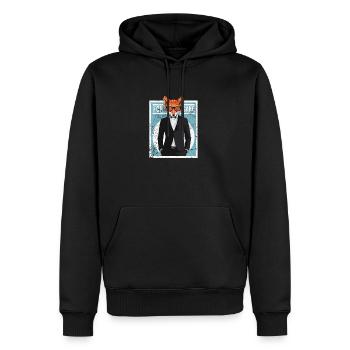Cool FOR FOX SAKE Lustiger Fuchs Spruch Ironie - Männer Premium Bio Hoodie - Schwarz - Vorne - Nico (187cm)
