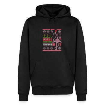 Ugly Christmas Flamingo Bier Saufen Trinken Humor - Männer Premium Bio Hoodie - Schwarz - Vorne - Nico (187cm)
